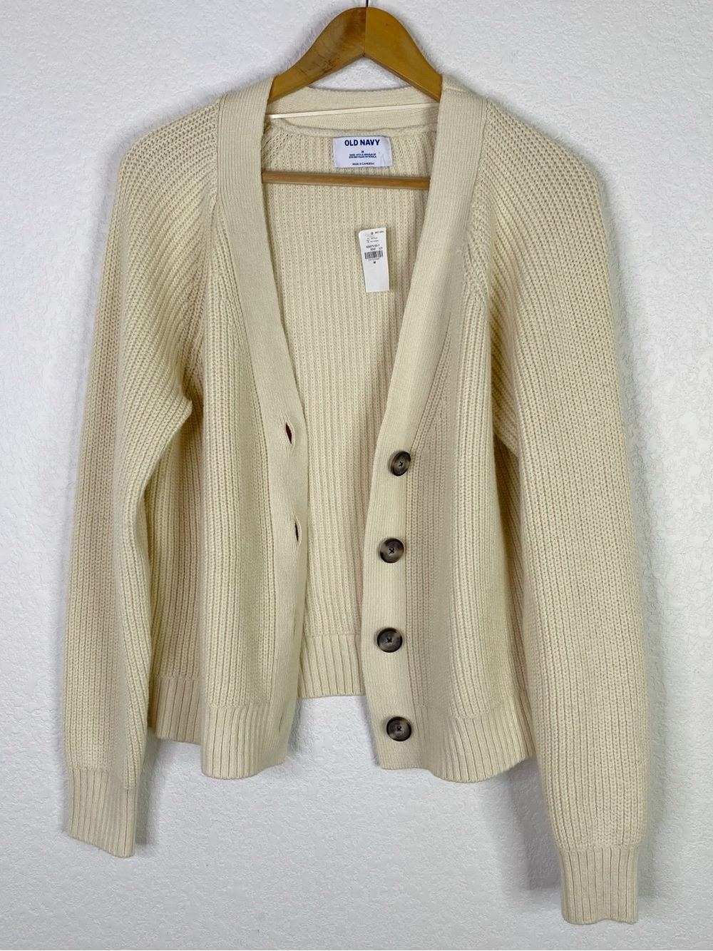 Old Navy Cream Chunky Shaker Stitch Knit Cardigan Sweater